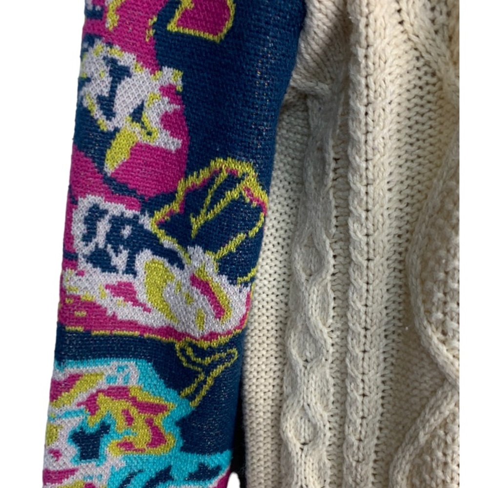 Flying‎ Tomato cable knit floral cardigan sweater sz M - Picture 6 of 11